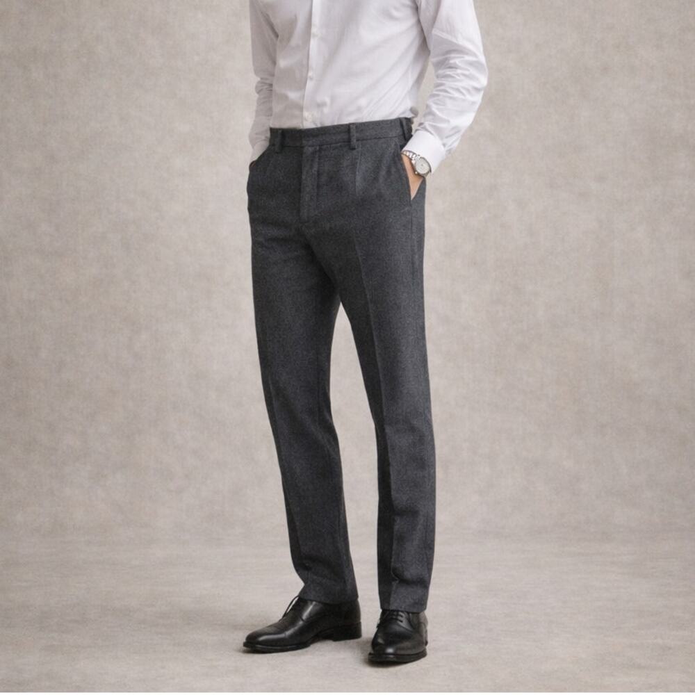 Seize Sur Vingt Men's Flannel Wool Trouser Pants in Gray size 42 32w